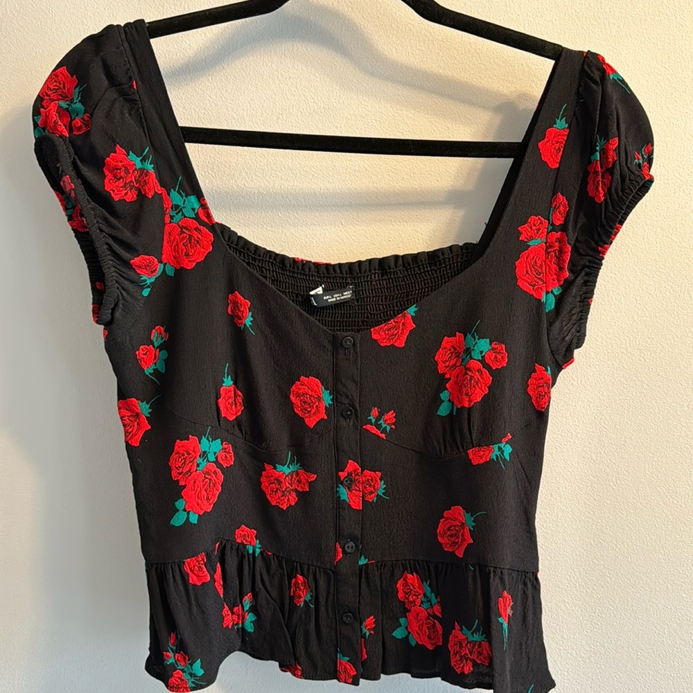 Zara top with roses